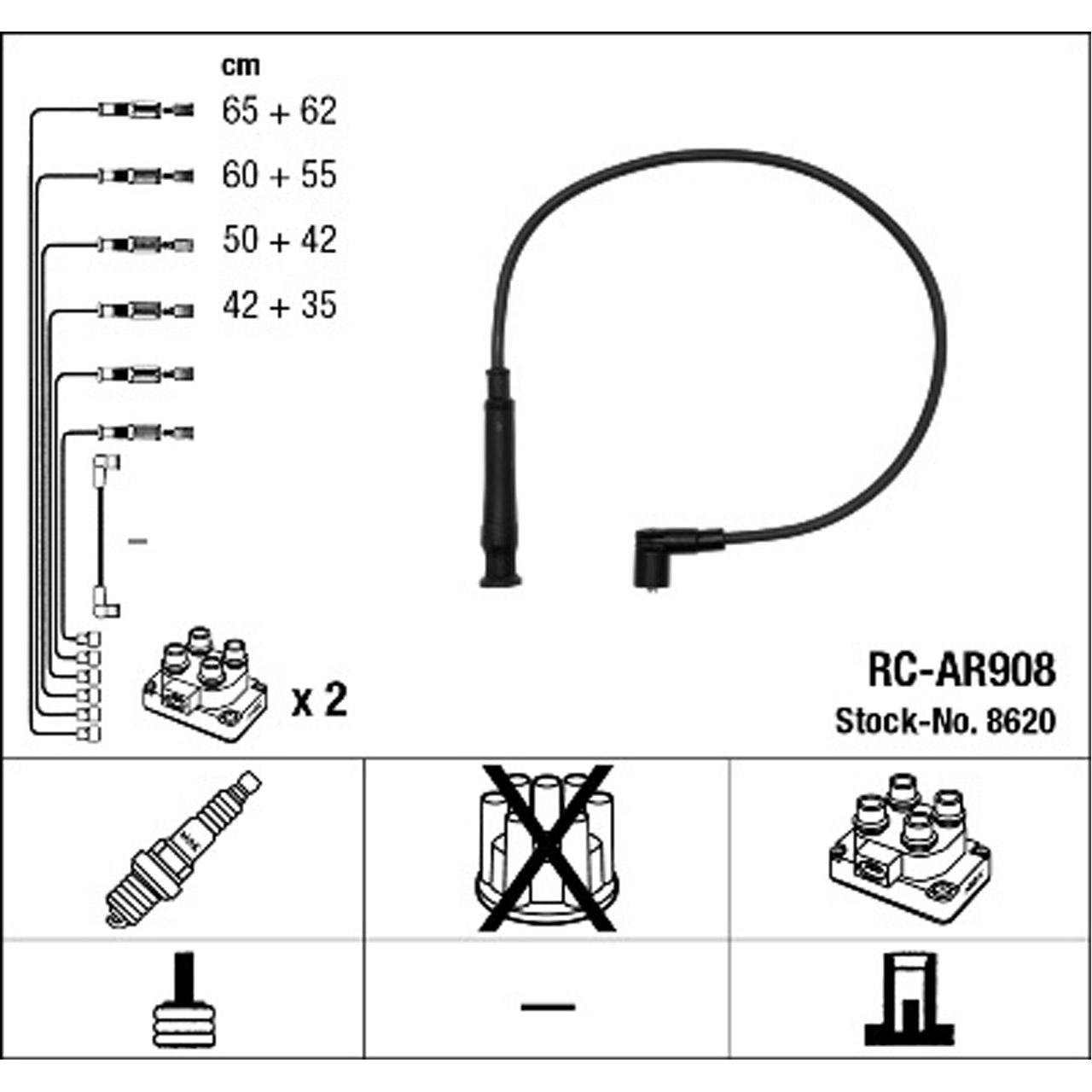 NGK 8620 RC-AR908 Zündkabelsatz Zündleitungssatz