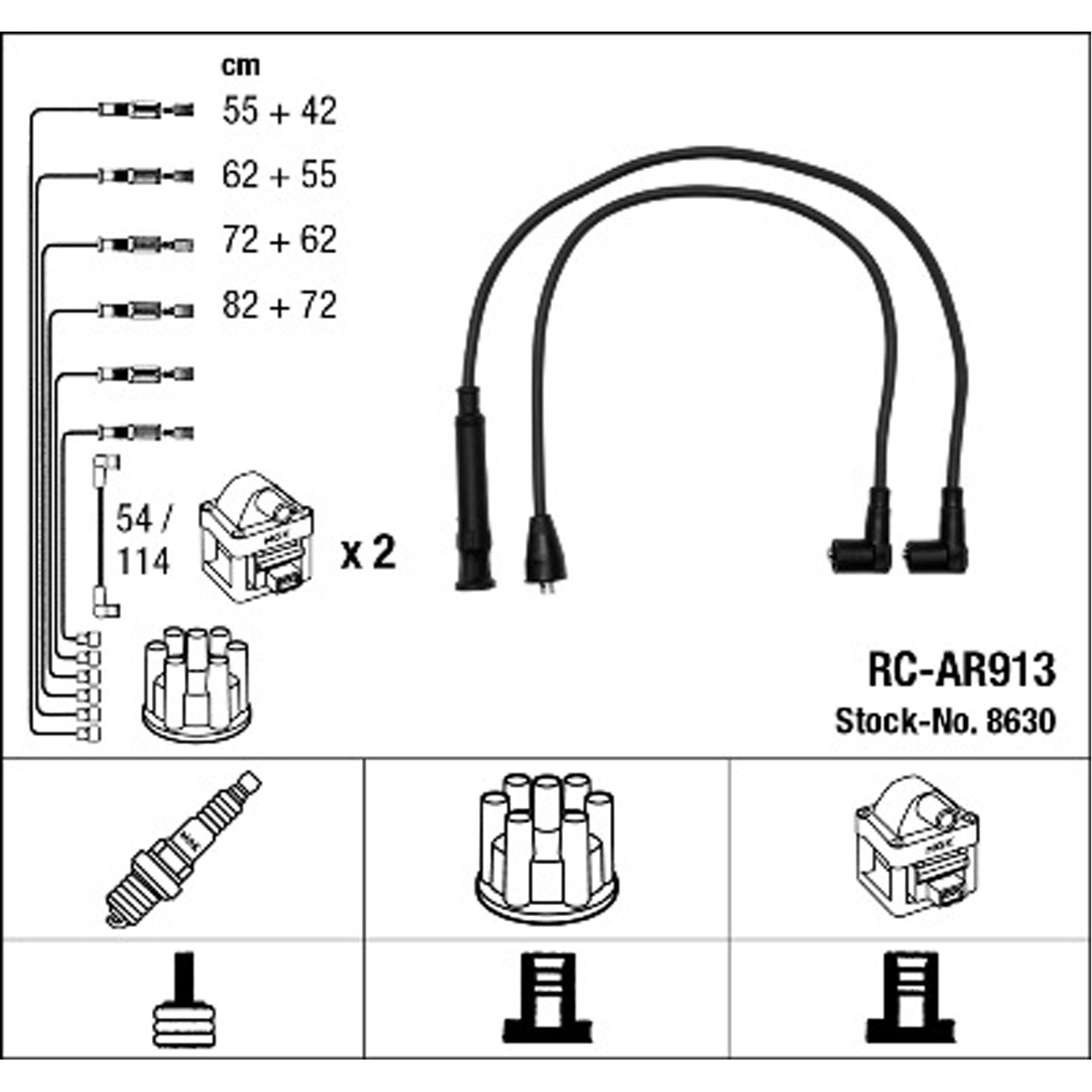 NGK 8630 RC-AR913 Zündkabelsatz Zündleitungssatz