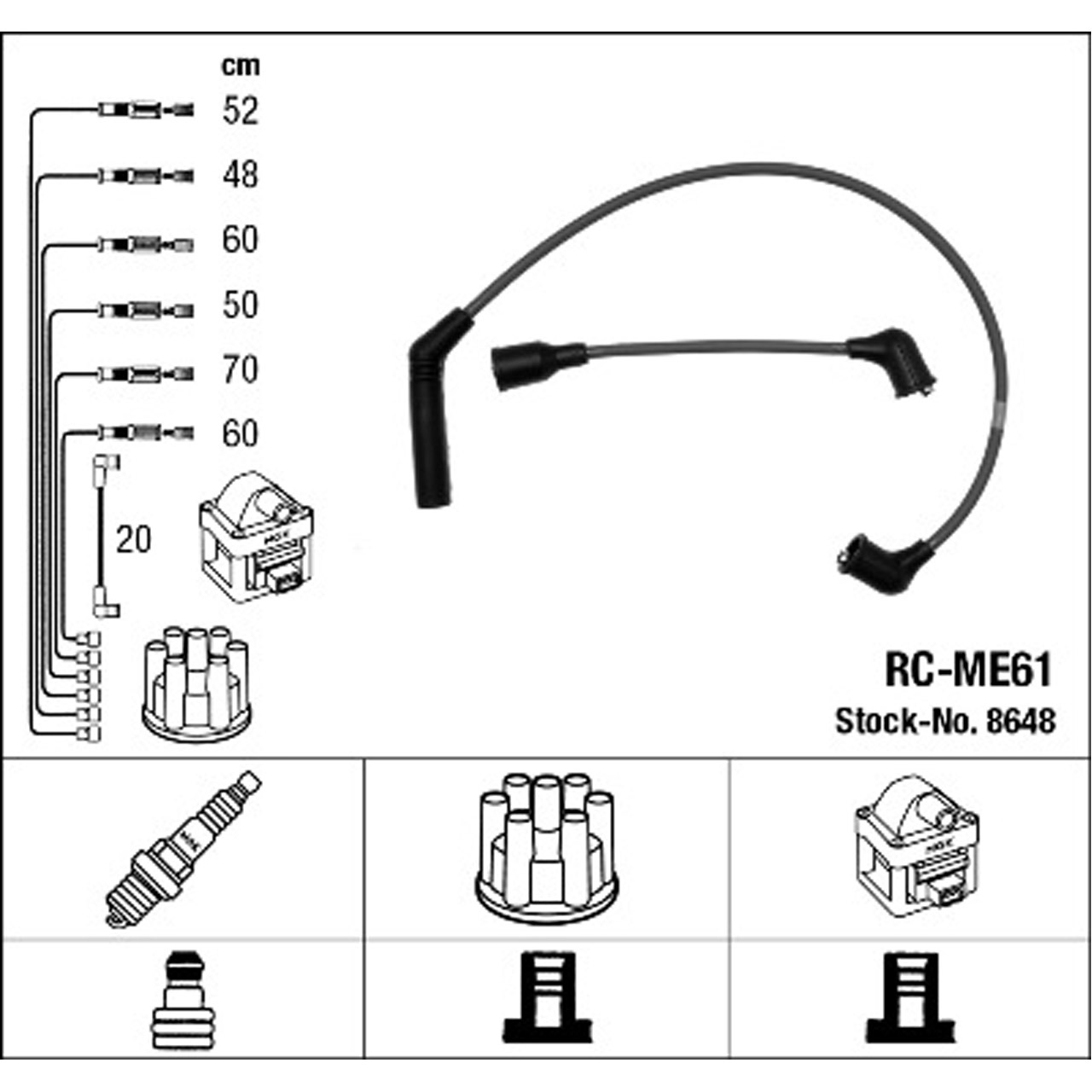 NGK 8648 RC-ME61 Zündkabelsatz Zündleitungssatz