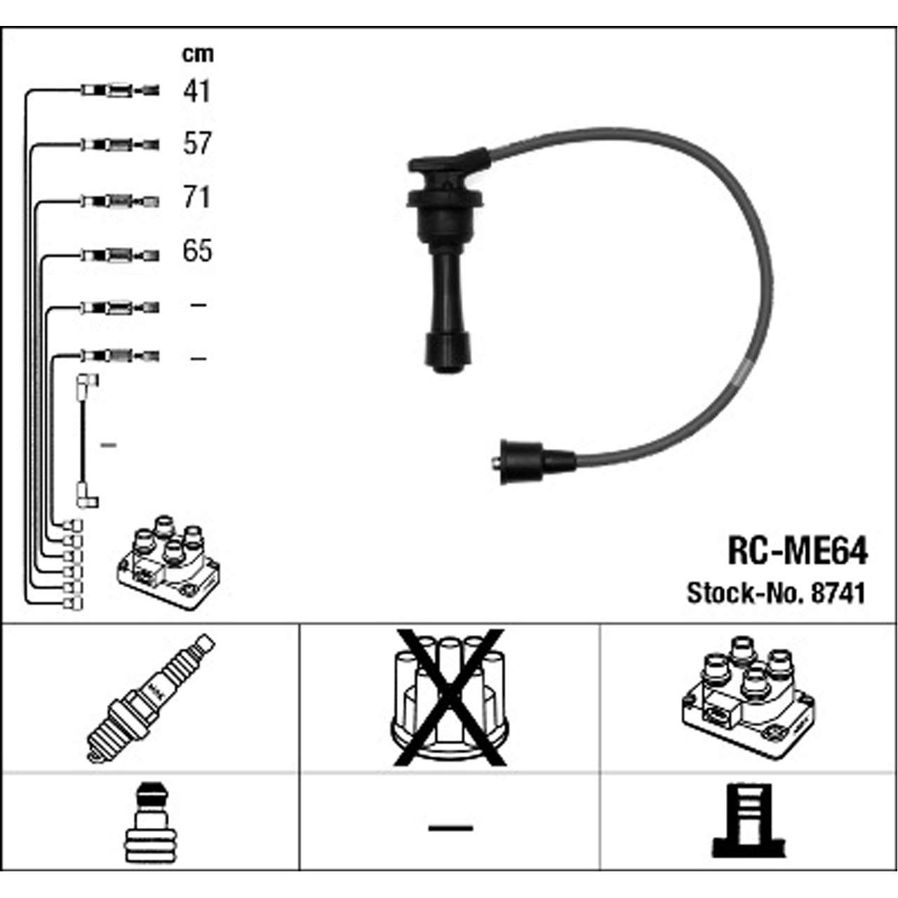 NGK 8741 RC-ME64 Zündkabelsatz Zündleitungssatz