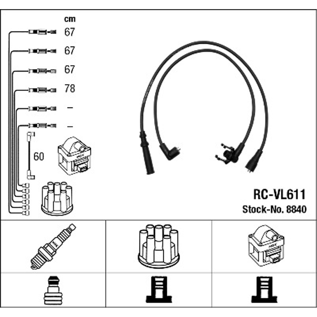 NGK 8840 RC-VL611 Zündkabelsatz Zündleitungssatz