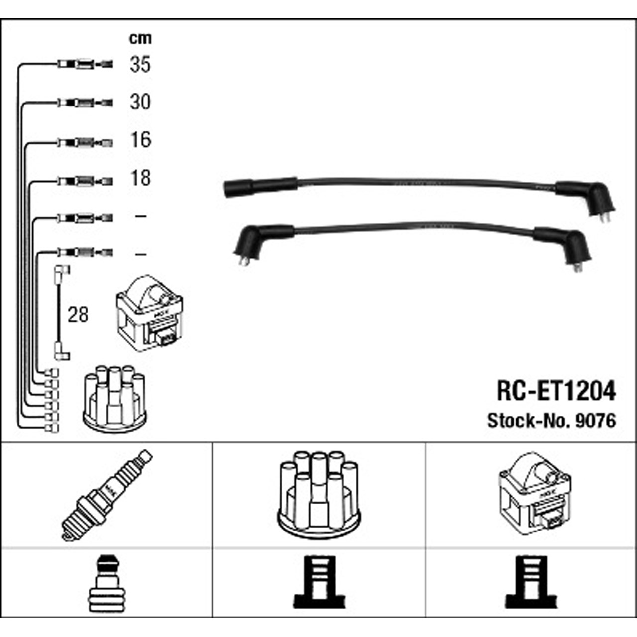 NGK 9076 RC-ET1204 Zündkabelsatz Zündleitungssatz
