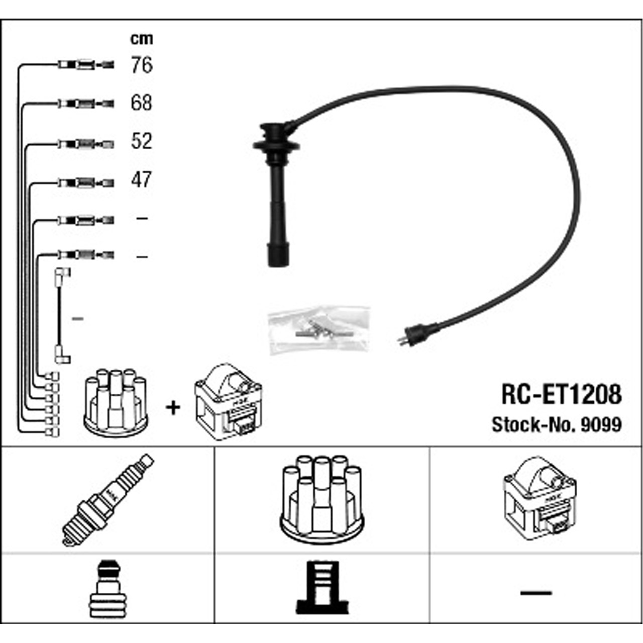 NGK 9099 RC-ET1208 Zündkabelsatz Zündleitungssatz