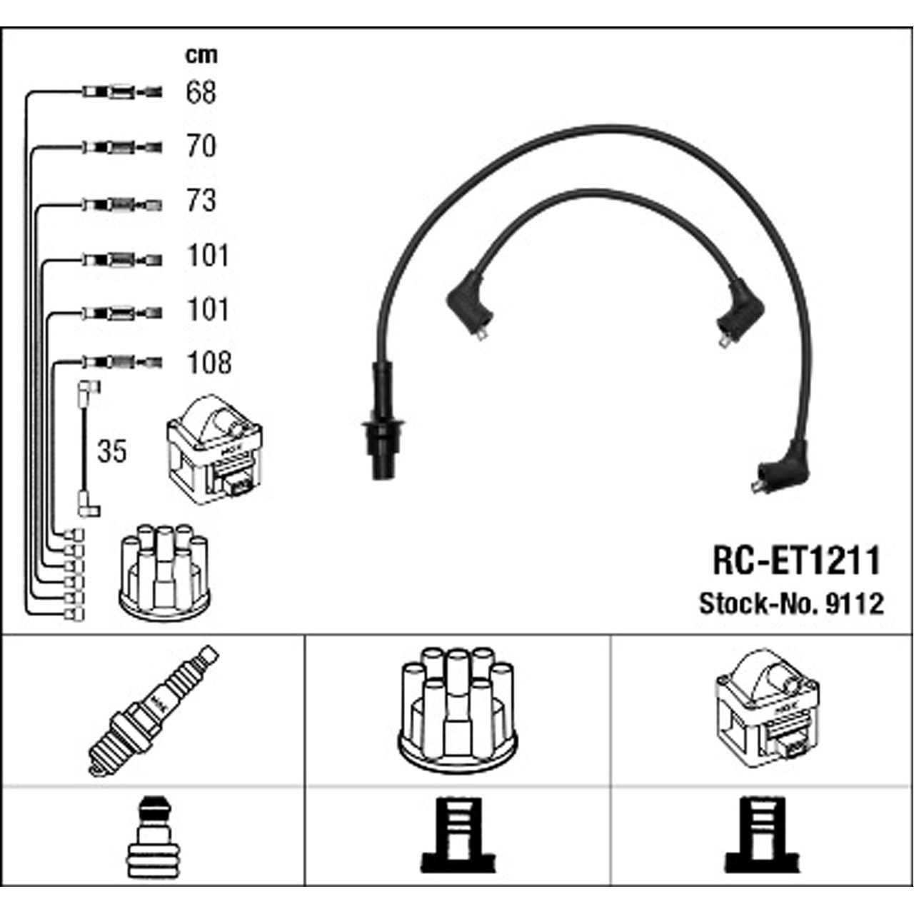 NGK 9112 RC-ET1211 Zündkabelsatz Zündleitungssatz