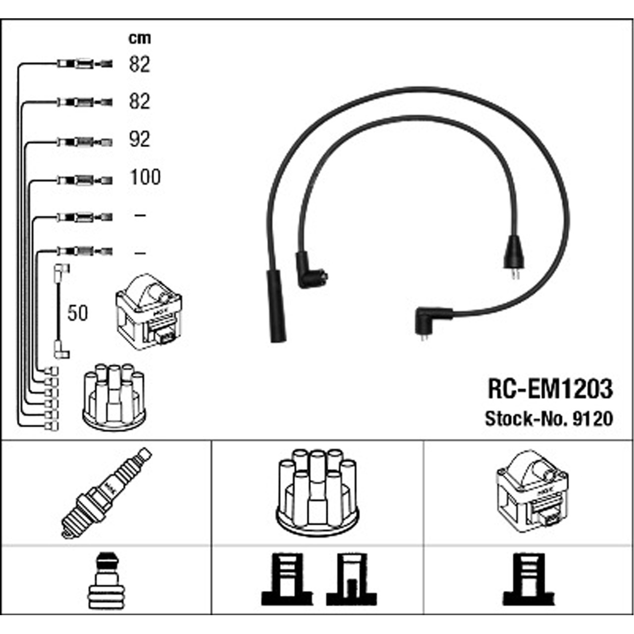 NGK 9120 RC-EM1203 Zündkabelsatz Zündleitungssatz