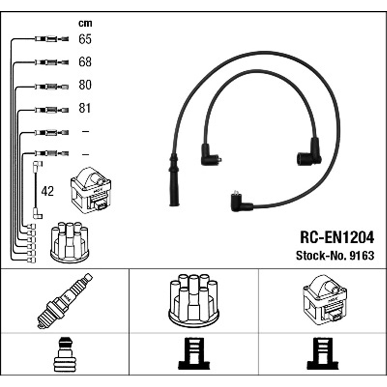 NGK 9163 RC-EN1204 Zündkabelsatz Zündleitungssatz