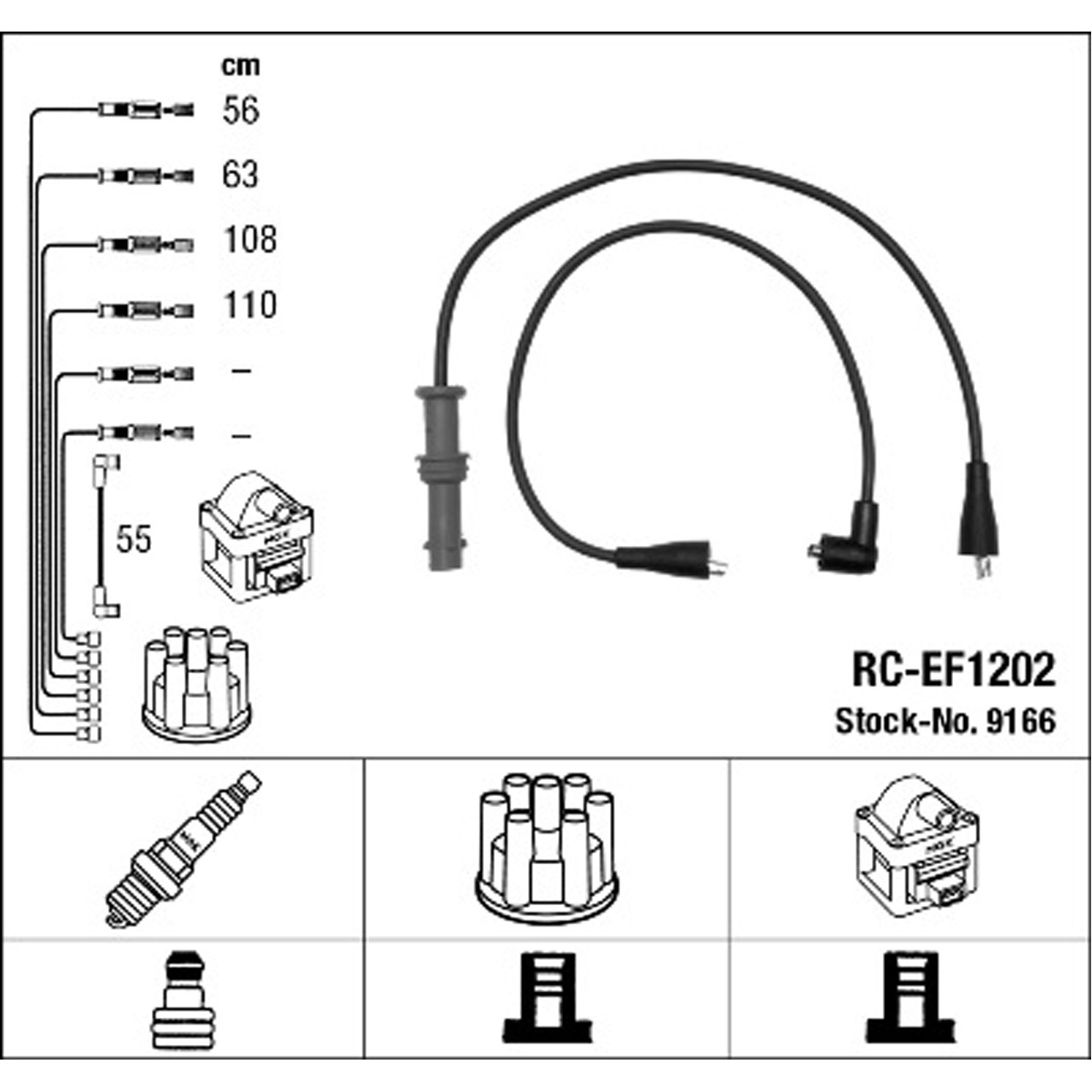 NGK 9166 RC-EF1202 Zündkabelsatz Zündleitungssatz