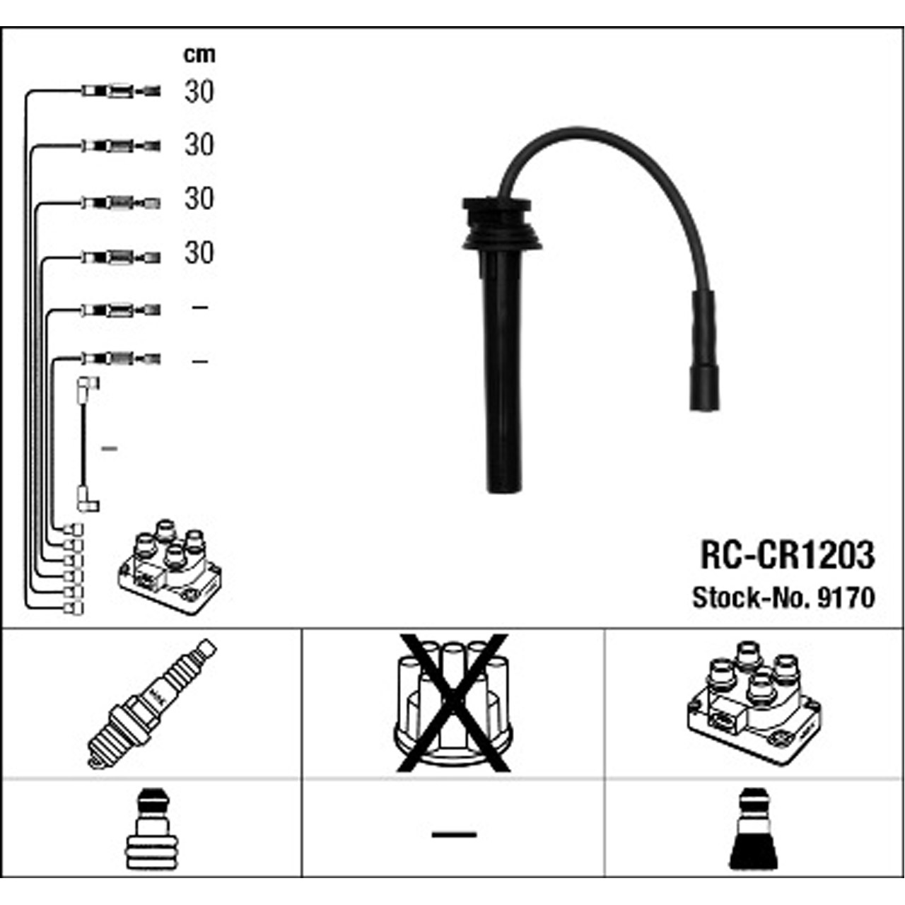 NGK 9170 RC-CR1203 Zündkabelsatz Zündleitungssatz