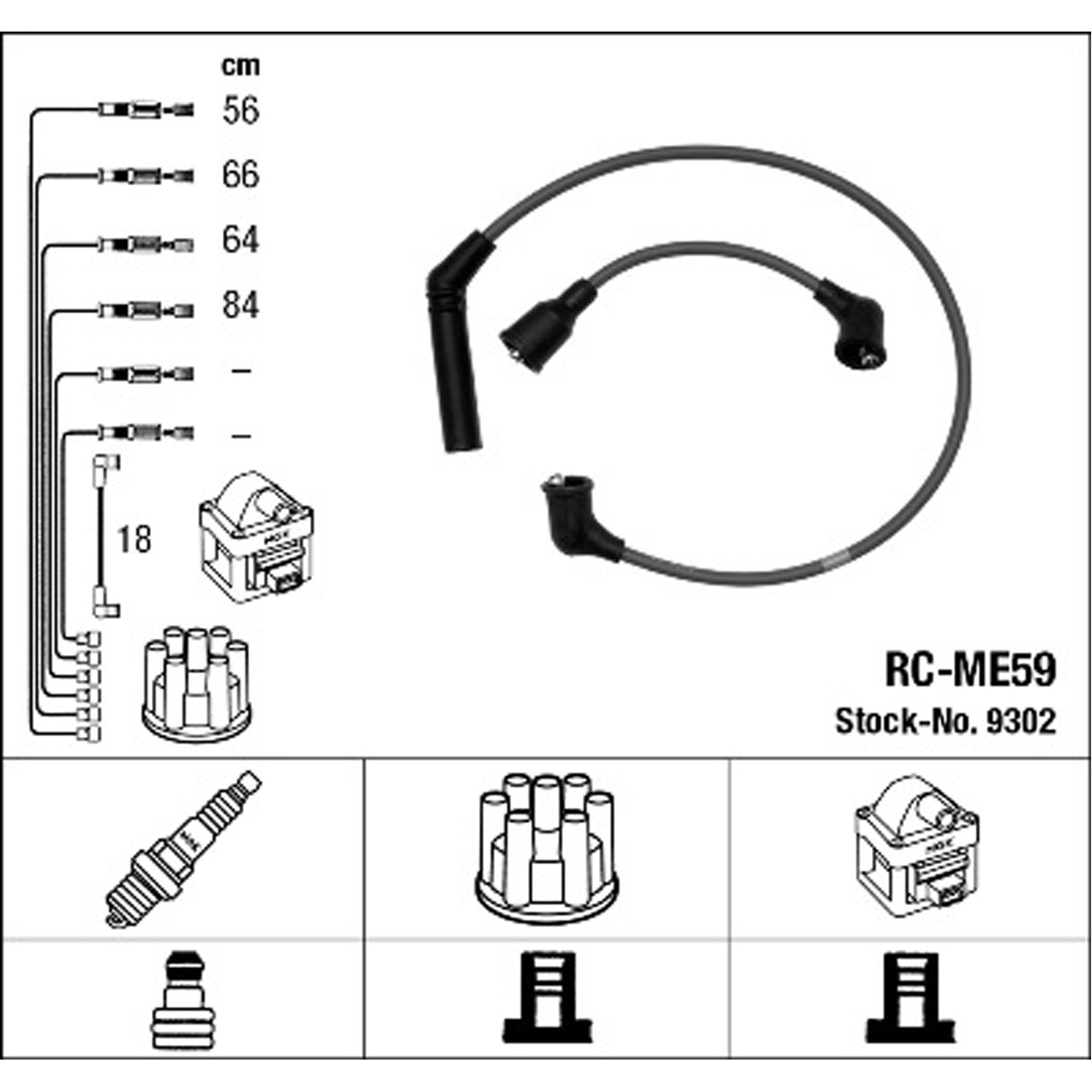 NGK 9302 RC-ME59 Zündkabelsatz Zündleitungssatz