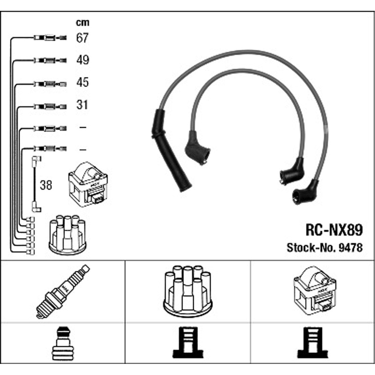 NGK 9478 RC-NX89 Zündkabelsatz Zündleitungssatz