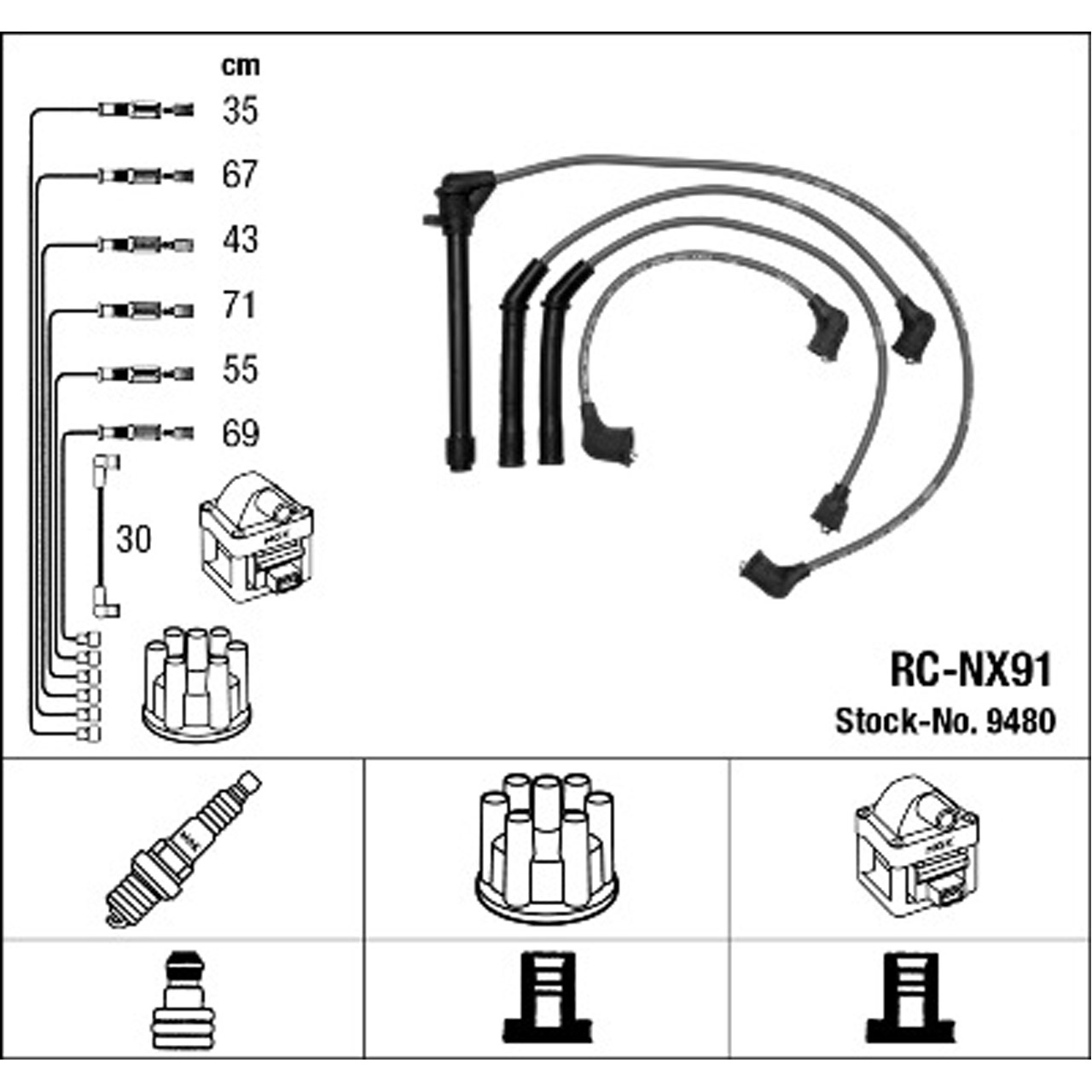 NGK 9480 RC-NX91 Zündkabelsatz Zündleitungssatz