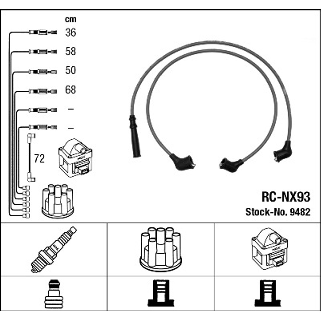 NGK 9482 RC-NX93 Zündkabelsatz Zündleitungssatz