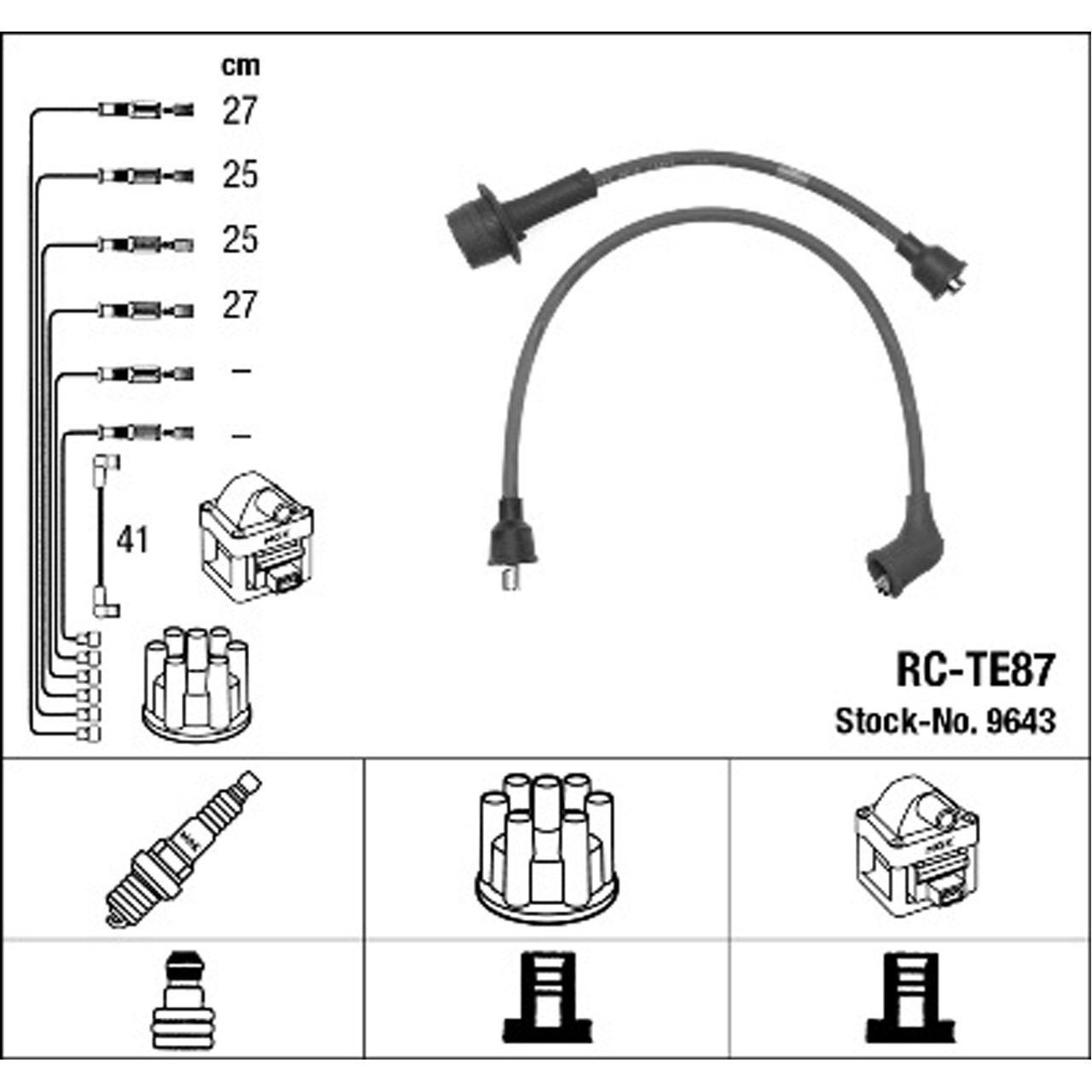NGK 9643 RC-TE87 Zündkabelsatz Zündleitungssatz