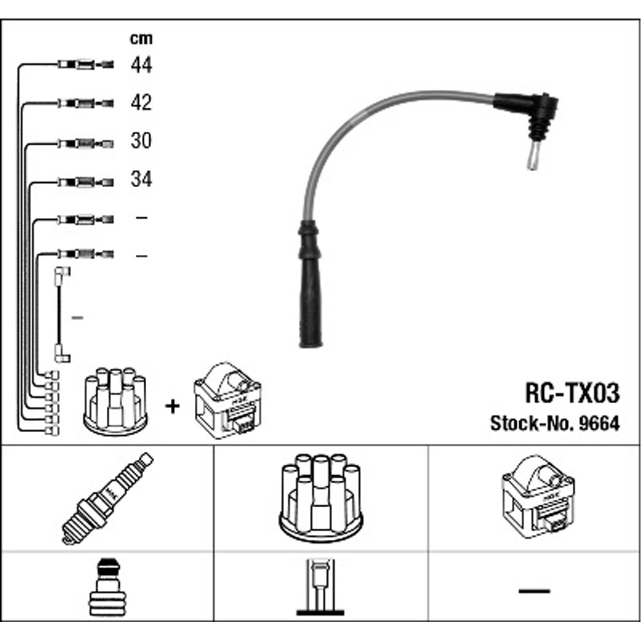 NGK 9664 RC-TX03 Zündkabelsatz Zündleitungssatz