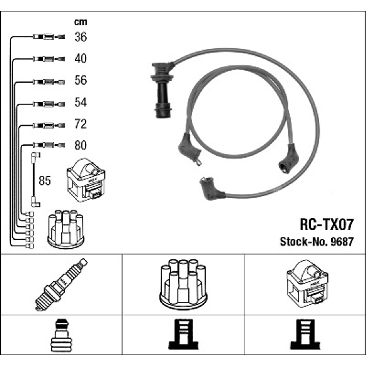 NGK 9687 RC-TX07 Zündkabelsatz Zündleitungssatz