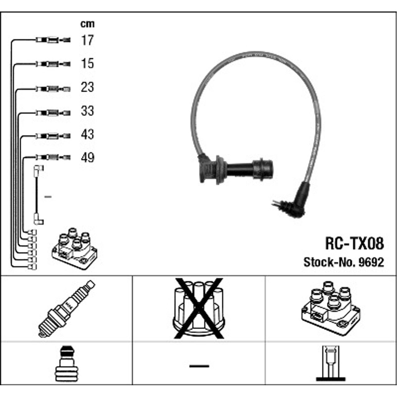 NGK 9692 RC-TX08 Zündkabelsatz Zündleitungssatz