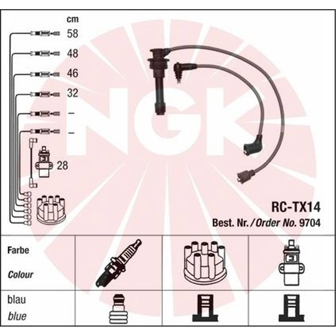 NGK 9704 RC-TX14 Zündkabelsatz Zündleitungssatz