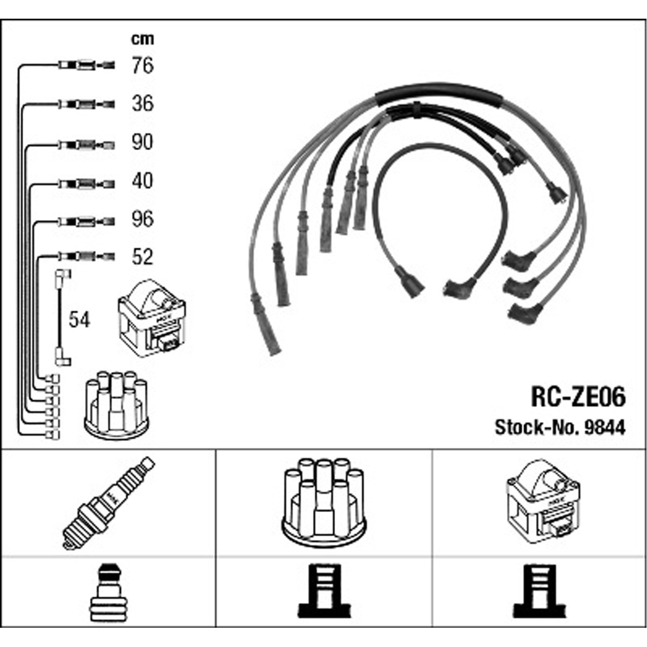 NGK 9844 RC-ZE06 Zündkabelsatz Zündleitungssatz