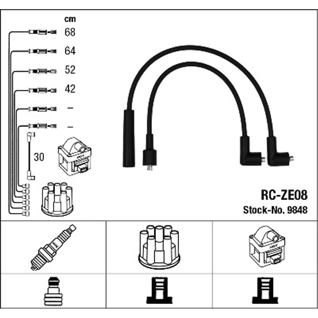 NGK 9848 RC-ZE08 Zündkabelsatz Zündleitungssatz