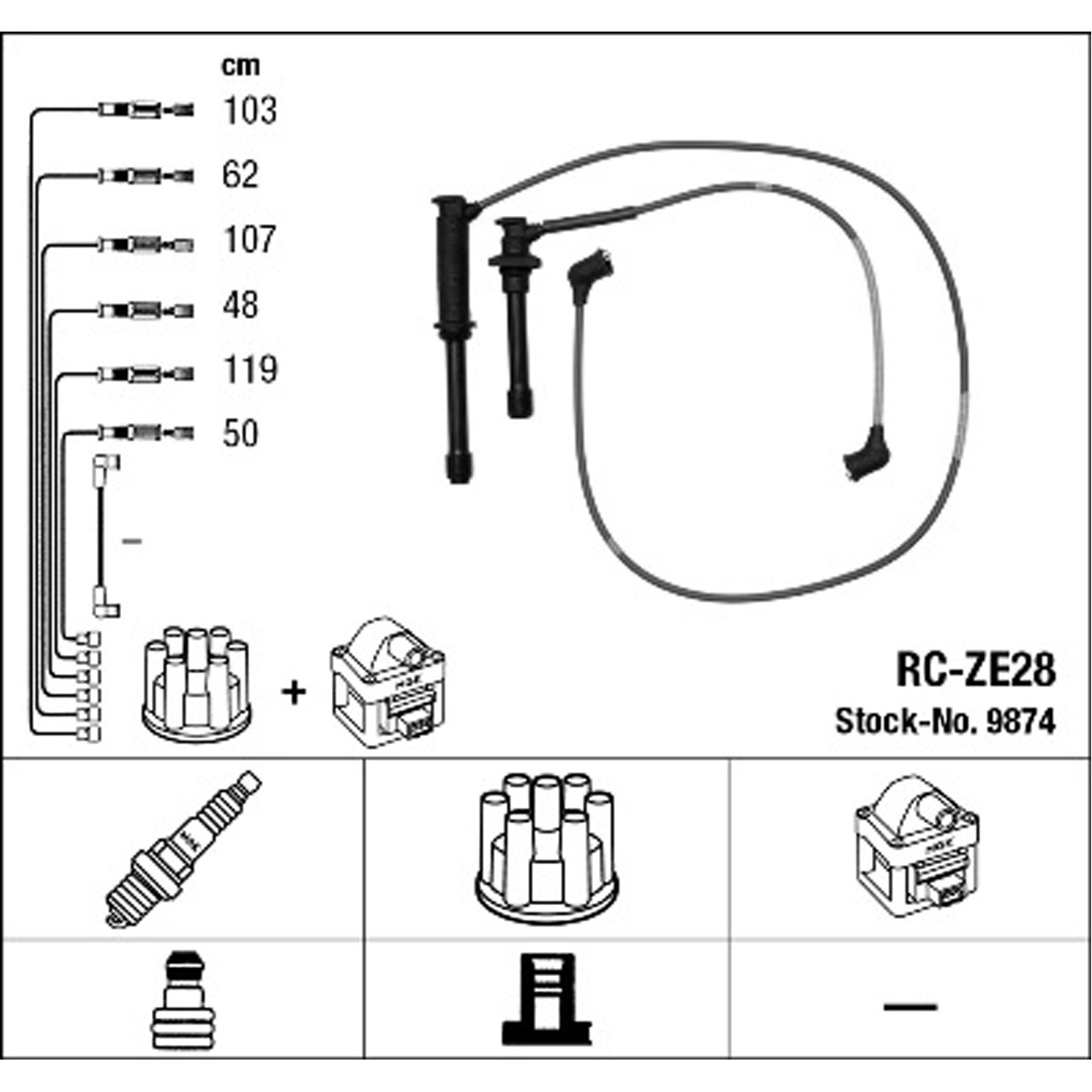 NGK 9874 RC-ZE28 Zündkabelsatz Zündleitungssatz