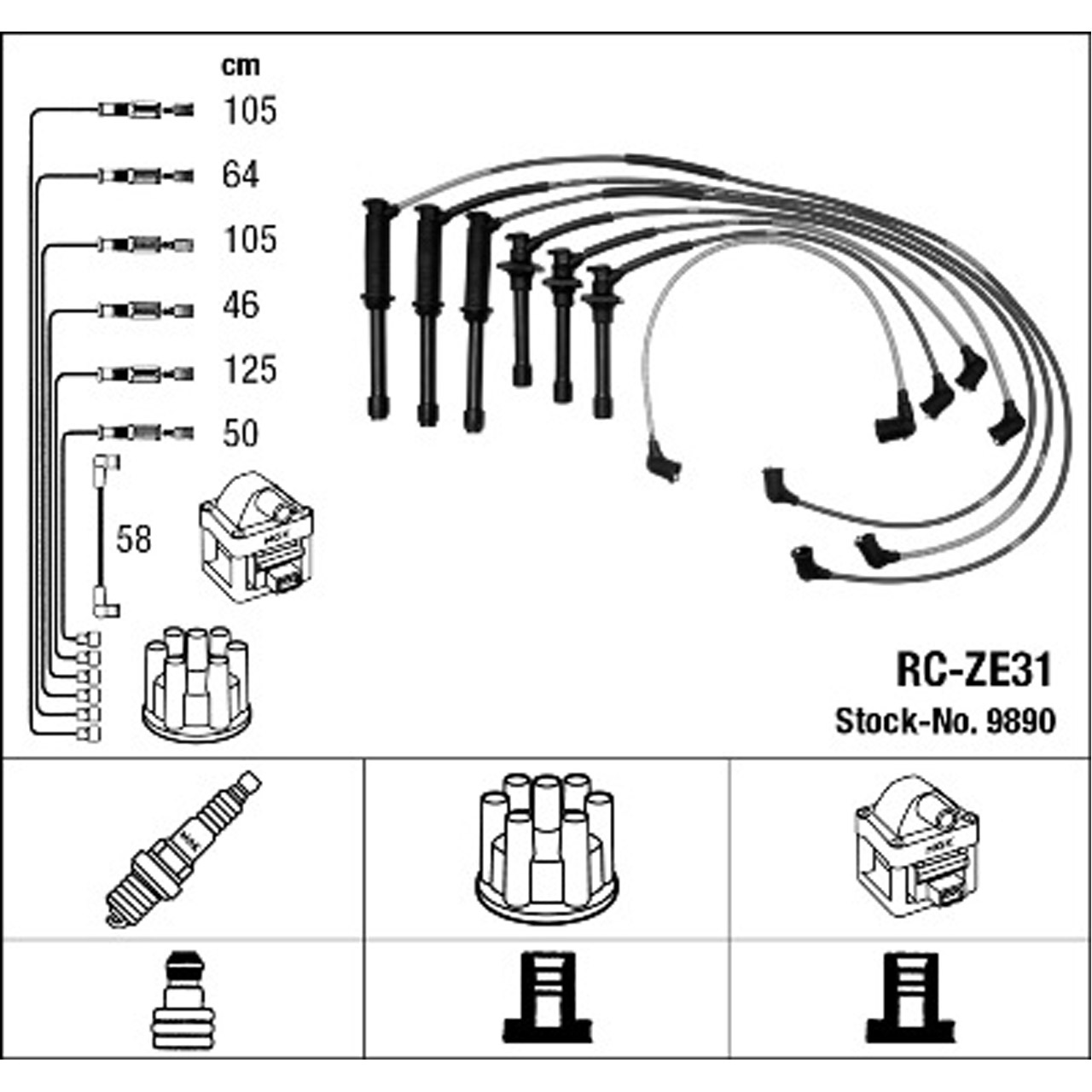 NGK 9890 RC-ZE31 Zündkabelsatz Zündleitungssatz