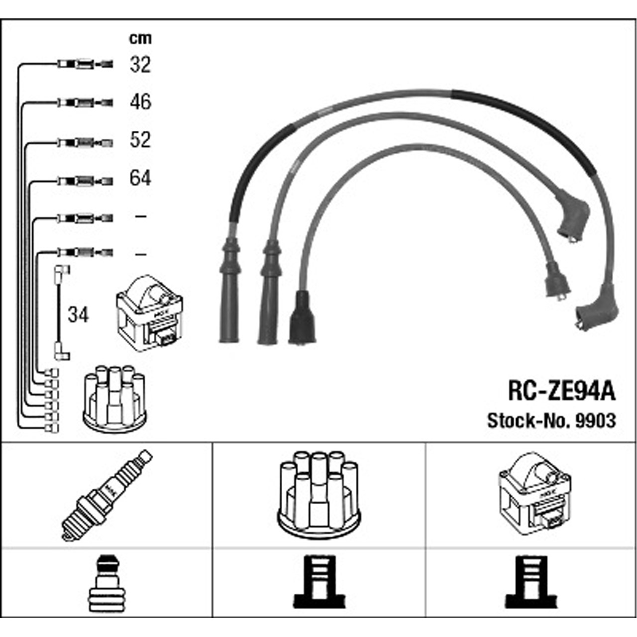 NGK 9903 RC-ZE94A Zündkabelsatz Zündleitungssatz