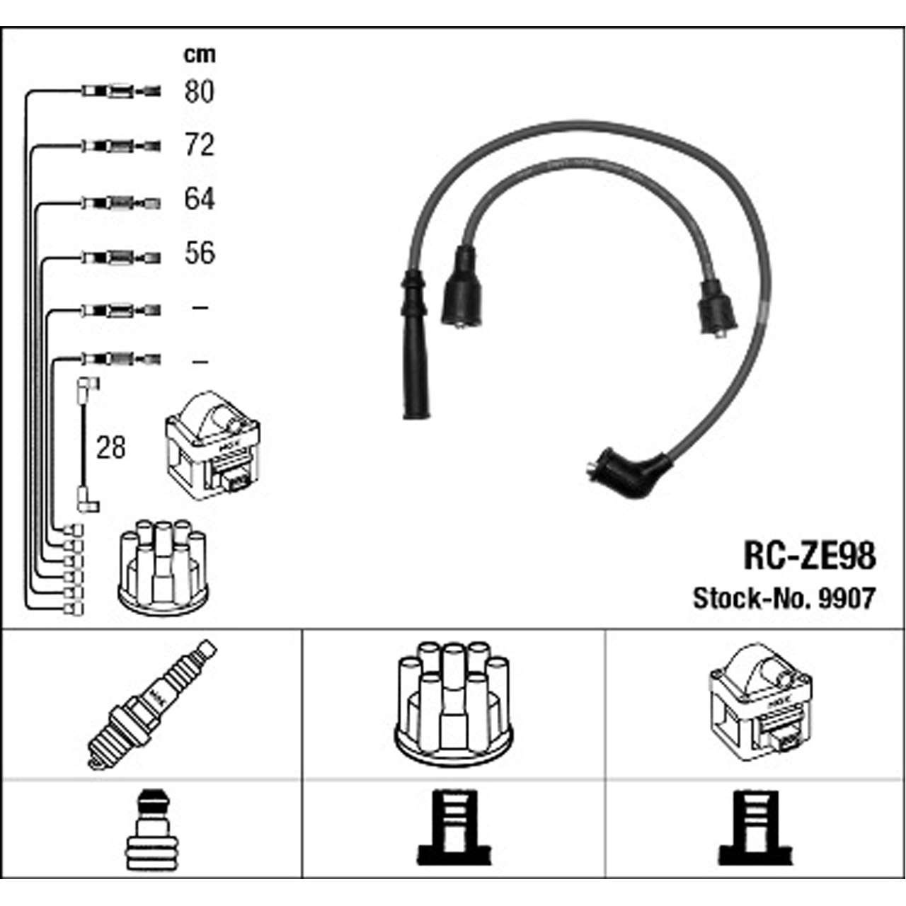 NGK 9907 RC-ZE98 Zündkabelsatz Zündleitungssatz