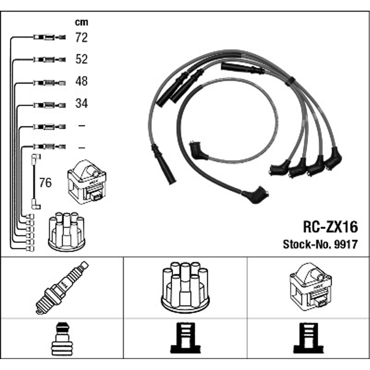 NGK 9917 RC-ZX16 Zündkabelsatz Zündleitungssatz