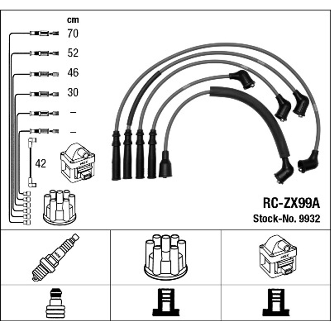 NGK 9932 RC-ZX99A Zündkabelsatz Zündleitungssatz