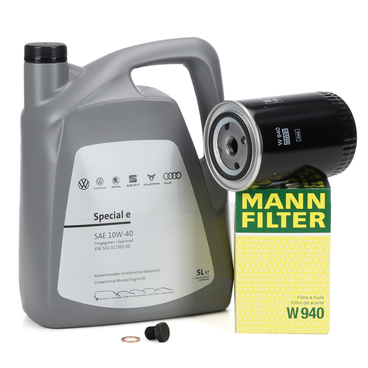 Motoröl Filter Set 10W40 5 Liter + Ölablassschraube für Mercedes