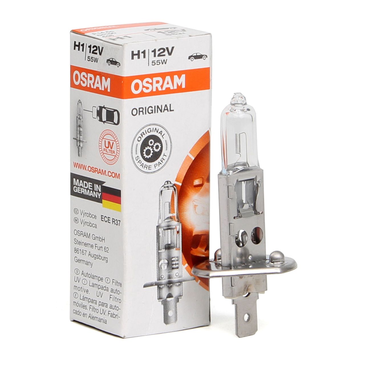 OSRAM Lampe Halogenlampe H1 ORIGINAL LINE 12V 55W (1 Stück) P14,5s