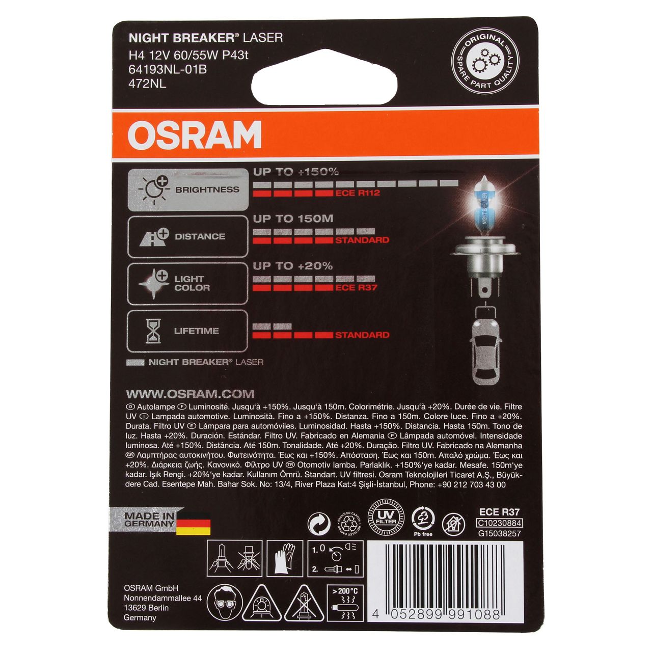 OSRAM Glühlampe H4 Night Breaker Laser_UNI344W093 