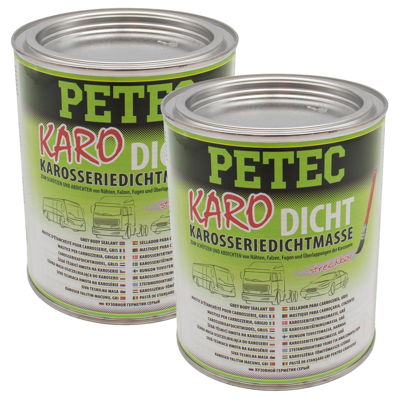 2x 1L 1 Liter PETEC 94130 KaroDicht Karosseriedichtmasse Klebedichtmasse streichbar grau