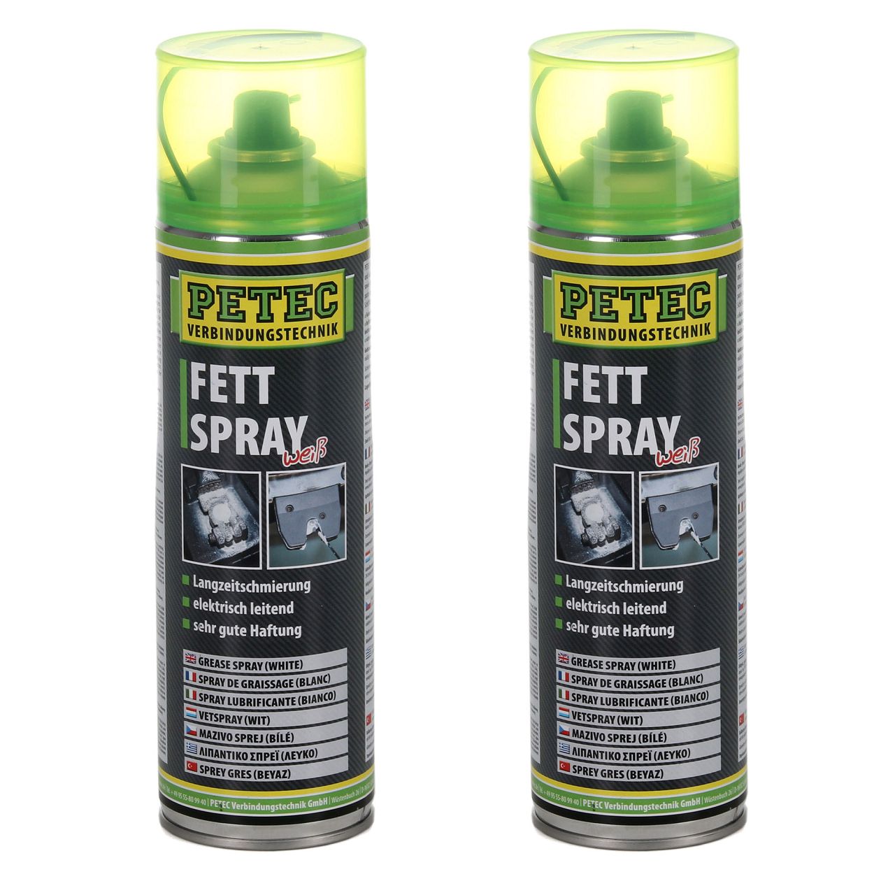 2x 500ml PETEC 70250 Fettspray Sprühfett Schmierfett weiß