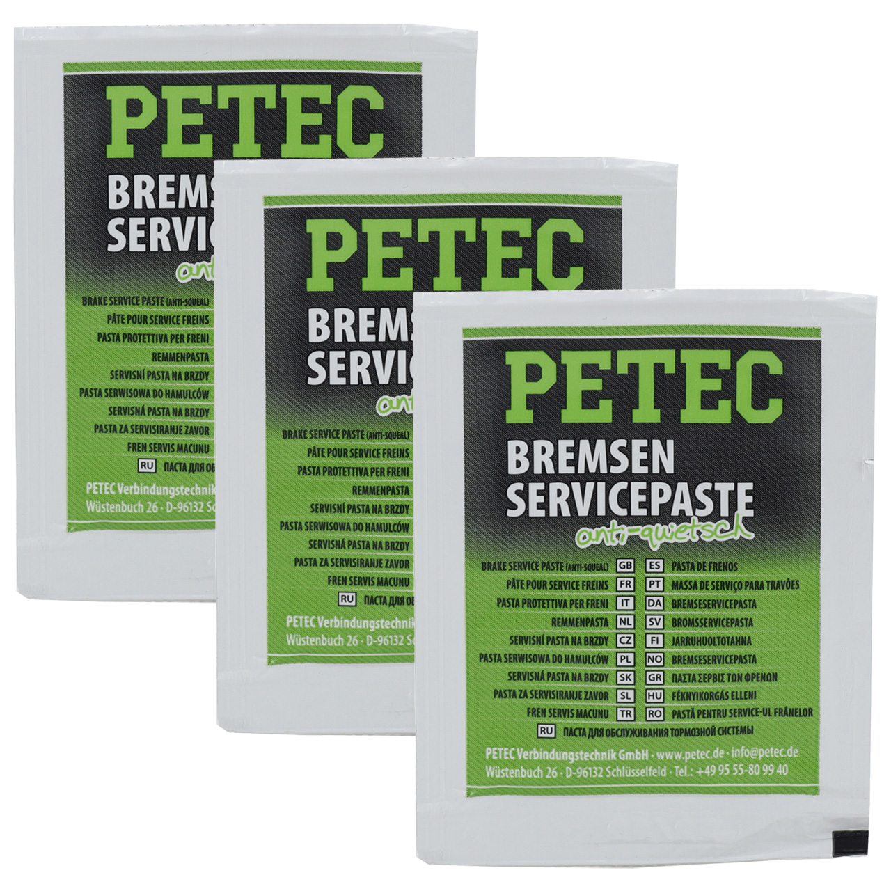 3x 5g PETEC 94405 Bremsen Servicepaste Fett anti-quietsch Montagepaste