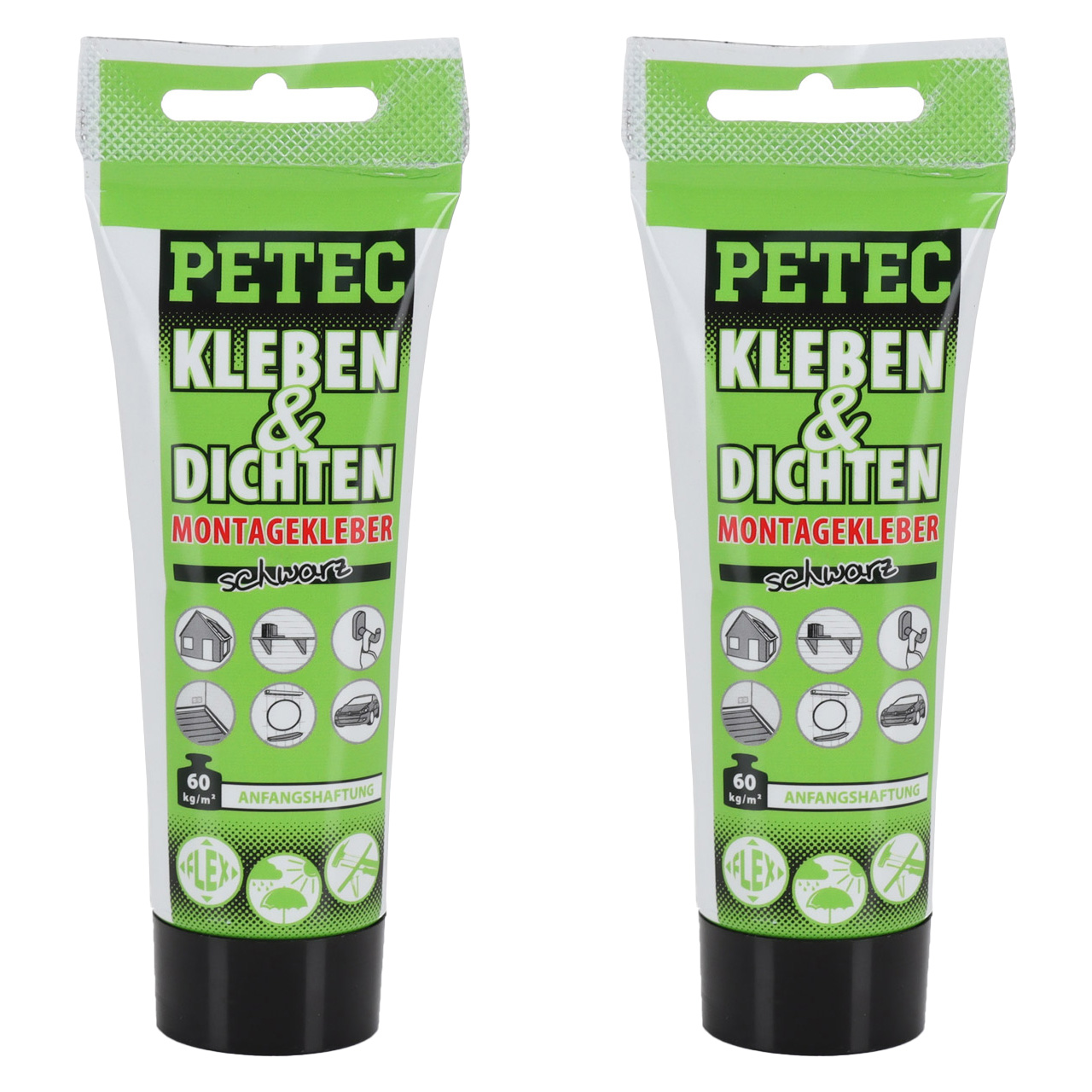 2x 80ml PETEC 94270 Kleben & Dichten Montagekleber Kleber elastisch SCHWARZ