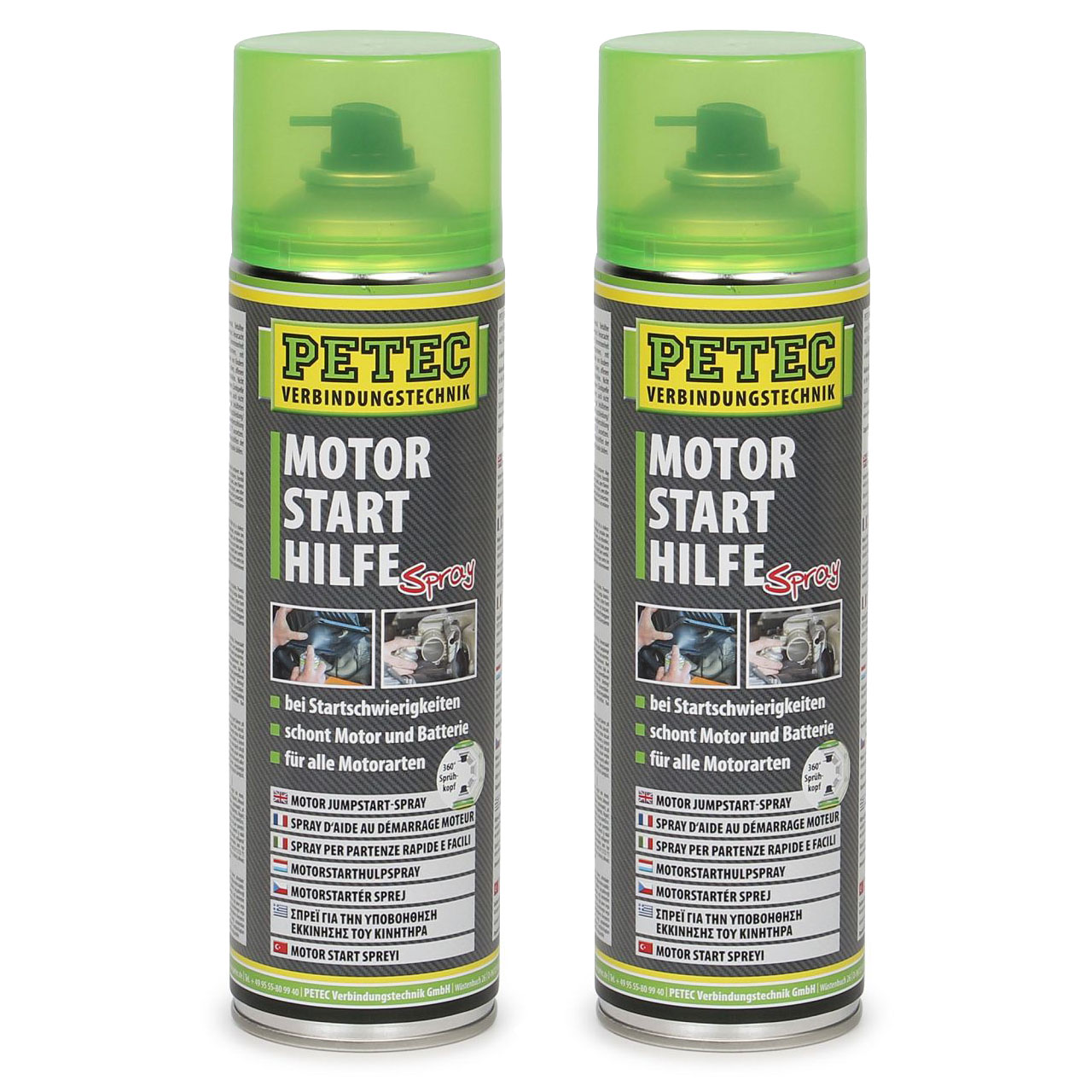 PETEC Motorstarthilfespray Starthilfespray Starthilfe Kaltstarthilfe 2x 500ml