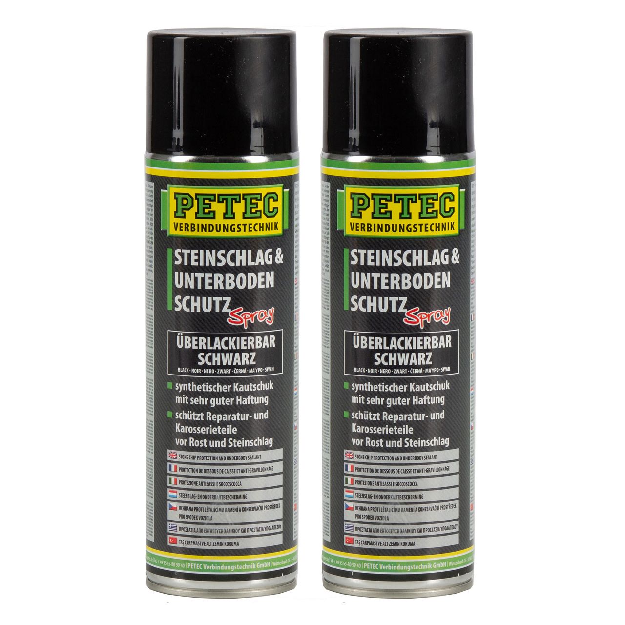 2x 500 ml PETEC 73250 Steinschlagschutz & Unterbodenschutz Spray Schwarz