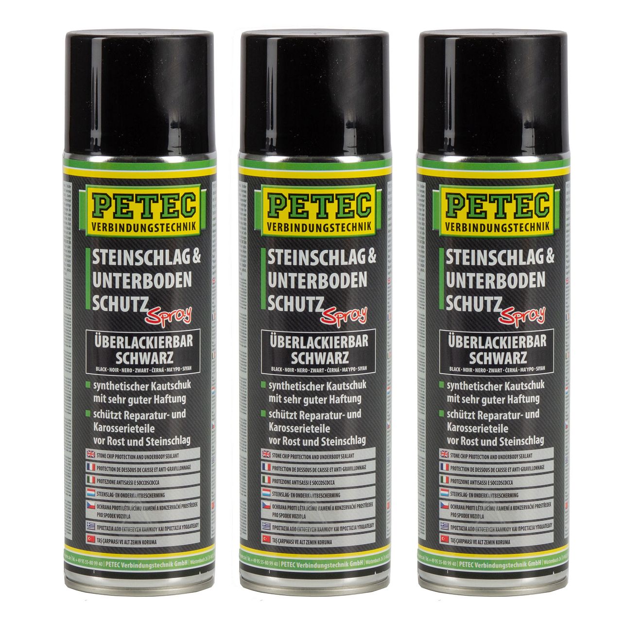 3x 500 ml PETEC 73250 Steinschlagschutz & Unterbodenschutz Spray