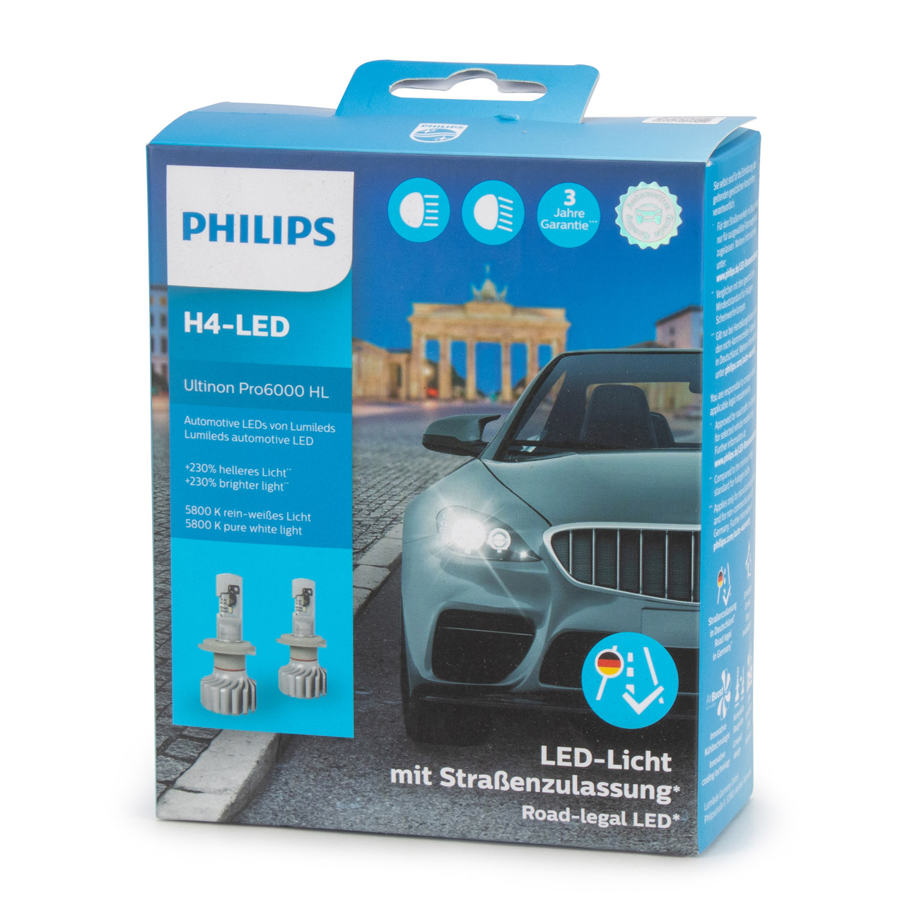 Original Philips Ultinon Pro6000 H4 LED LED mit Straßenzulassung 12V +230%  Birne Lampe 