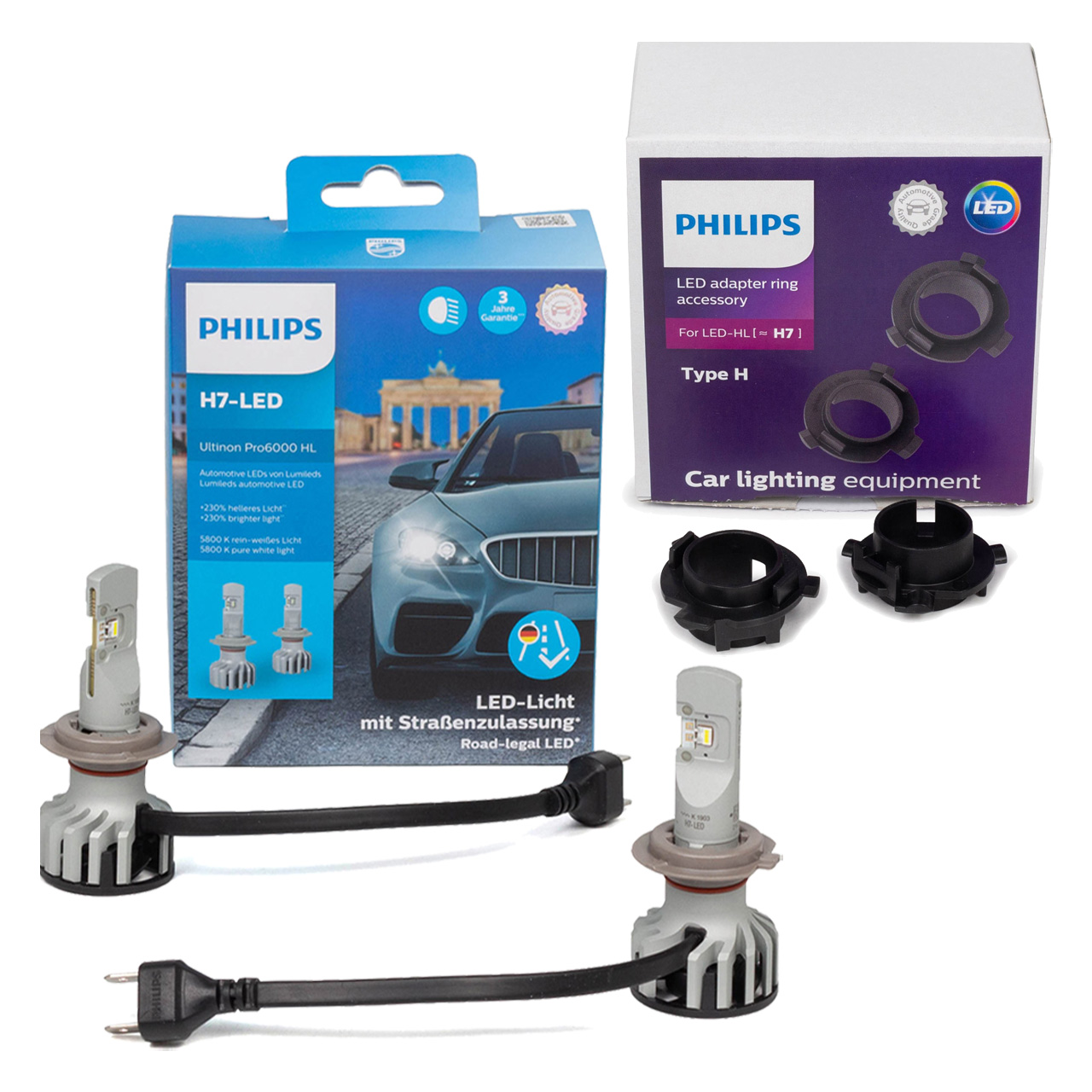 2x PHILIPS Ultinon Pro6000 H7 LED + Adapter HYUNDAI i30 / Kombi (GD)