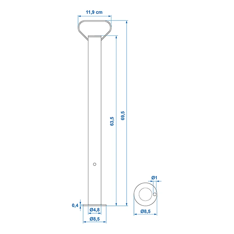 PROPLUS 341516 Abstellstütze Stützfuß Stützrohr Anhängerstütze 48mm 700mm max. 300Kg