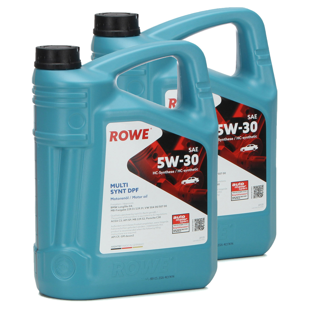 10L 10 Liter ROWE Motoröl Öl SYNT RSi 5W-40 5W40 MB 229.3/226.5 VW 502.00/505.00  