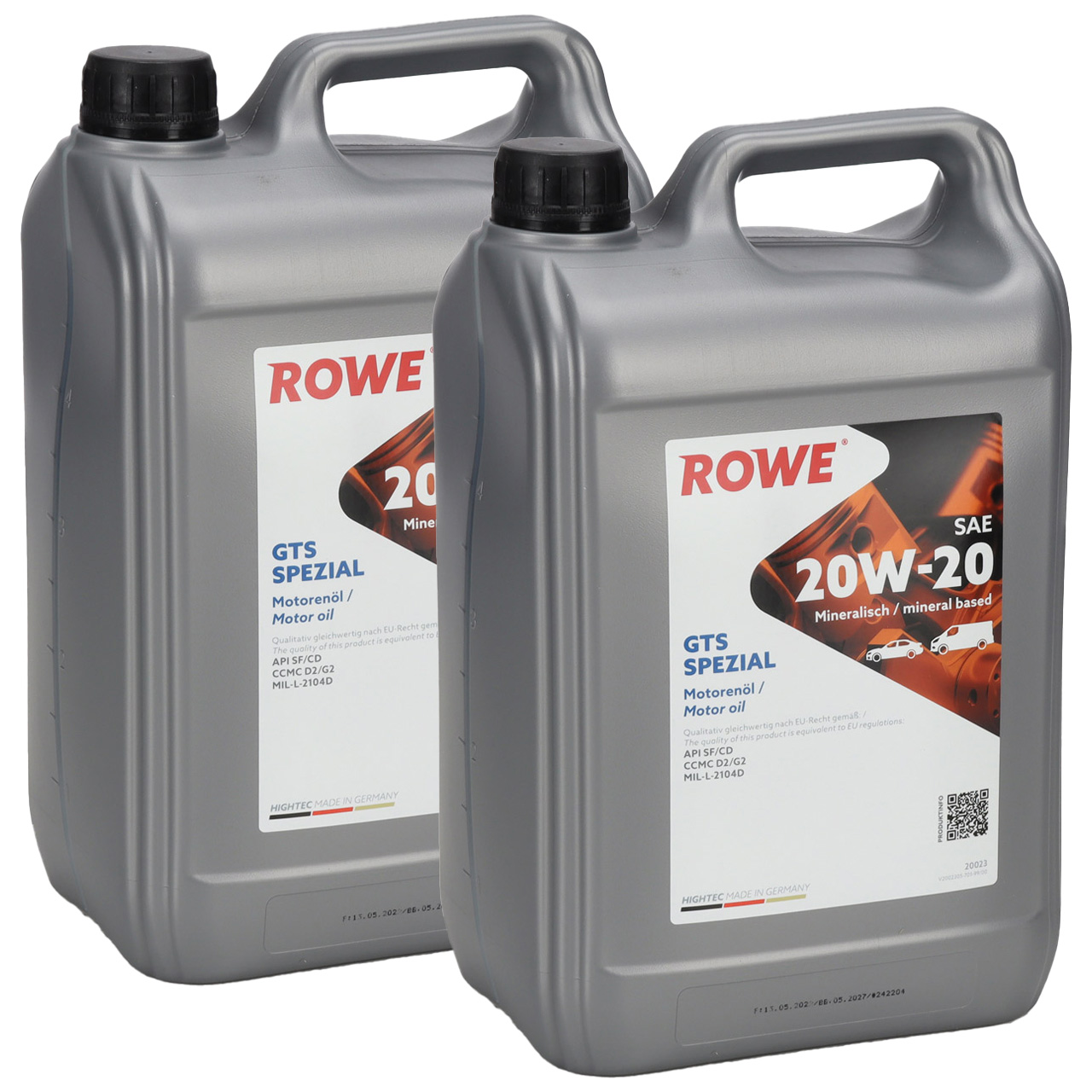 10L 10 Liter ROWE GTS SPEZIAL 20W-20 20W20 Motoröl Öl API SF/CD CCMC D/G2 MIL-L-2104D