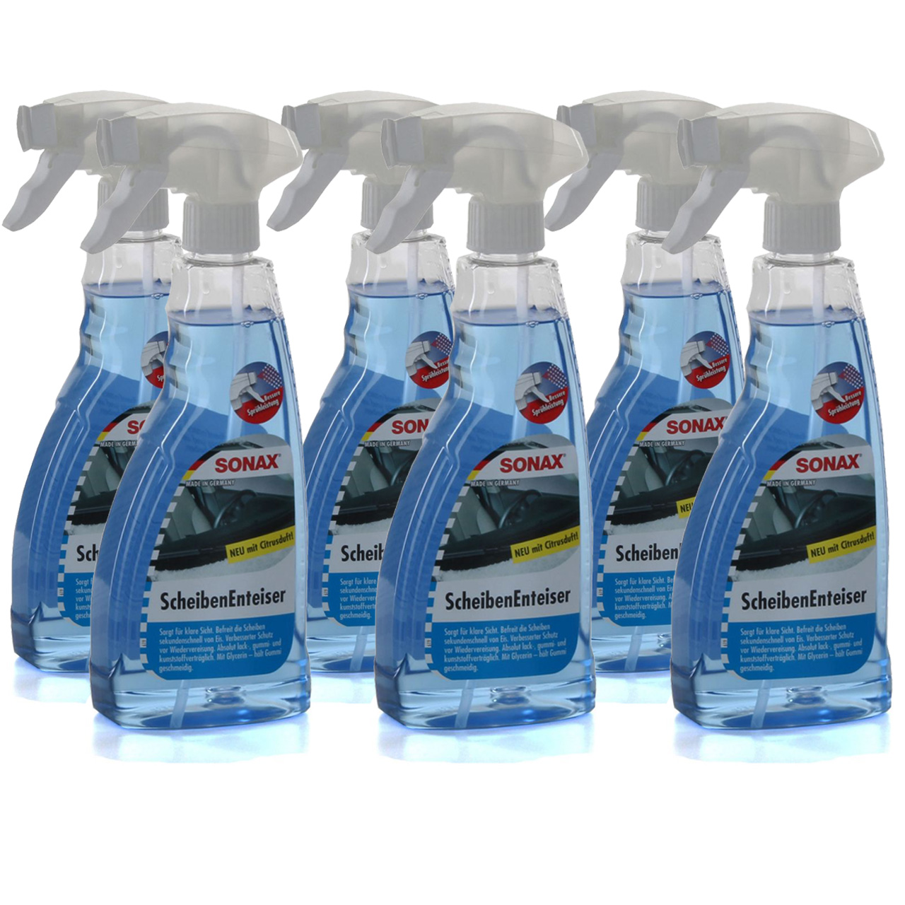 6x 500ml SONAX Scheibenenteiser Scheiben-Entfroster Sprühflasche Enteiserspray