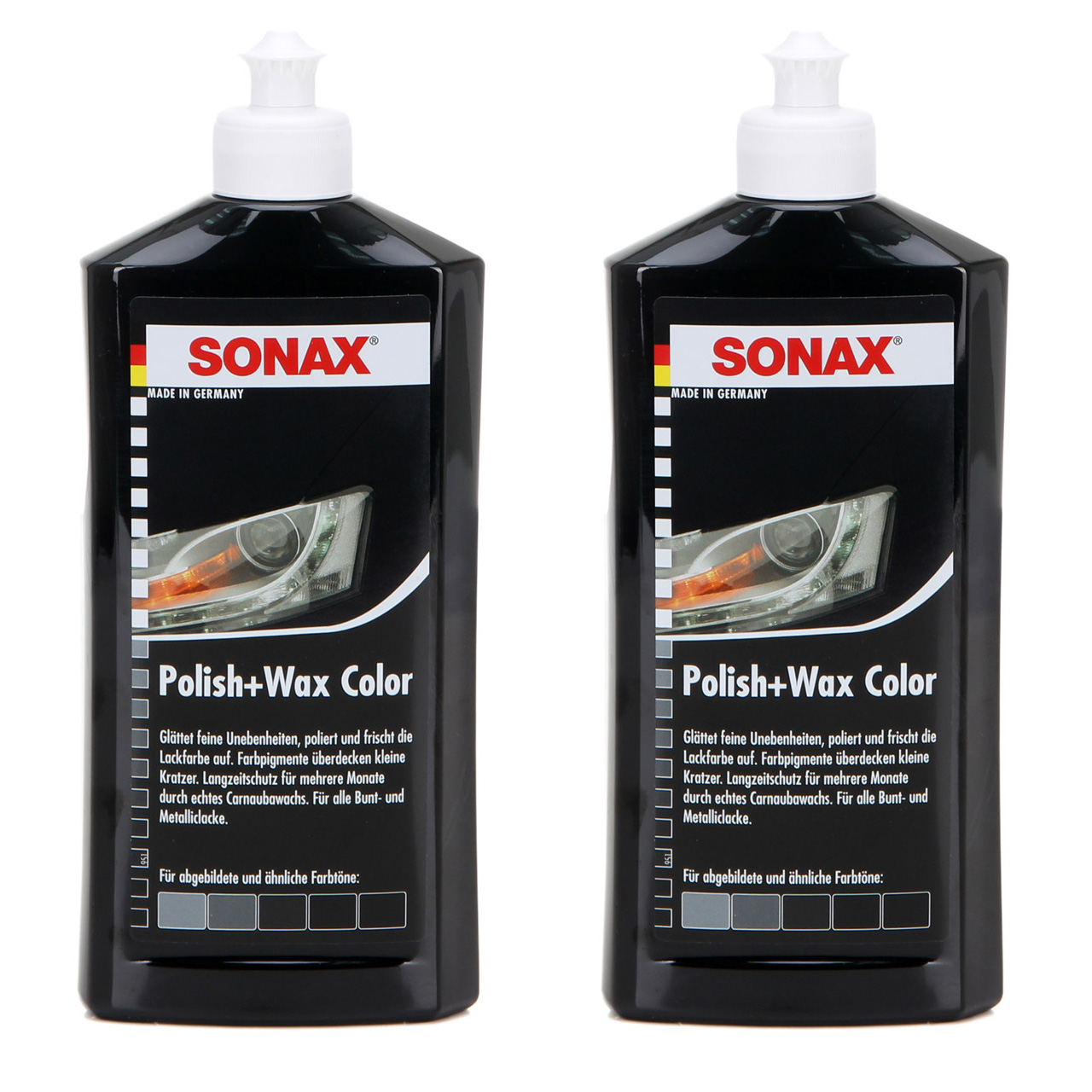 SONAX 296100 POLISH & WAX COLOR Politur & Wachs SCHWARZ 2x 500ml