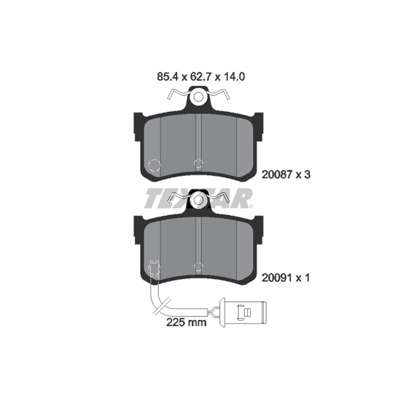 TEXTAR 2008701 Bremsbeläge + Warnsensor HONDA Legend 1 Fgst. SHH/SHS ROVER 800 (XS) hinten