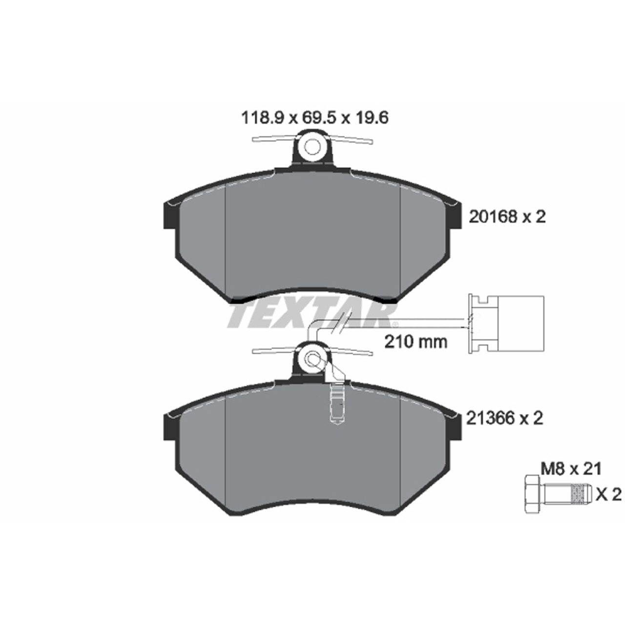 TEXTAR 2016805 Bremsbeläge + Sensor VW Golf 3 Vento 2.0 GTI 16V 2.8 VR6 bis Fgst. vorne