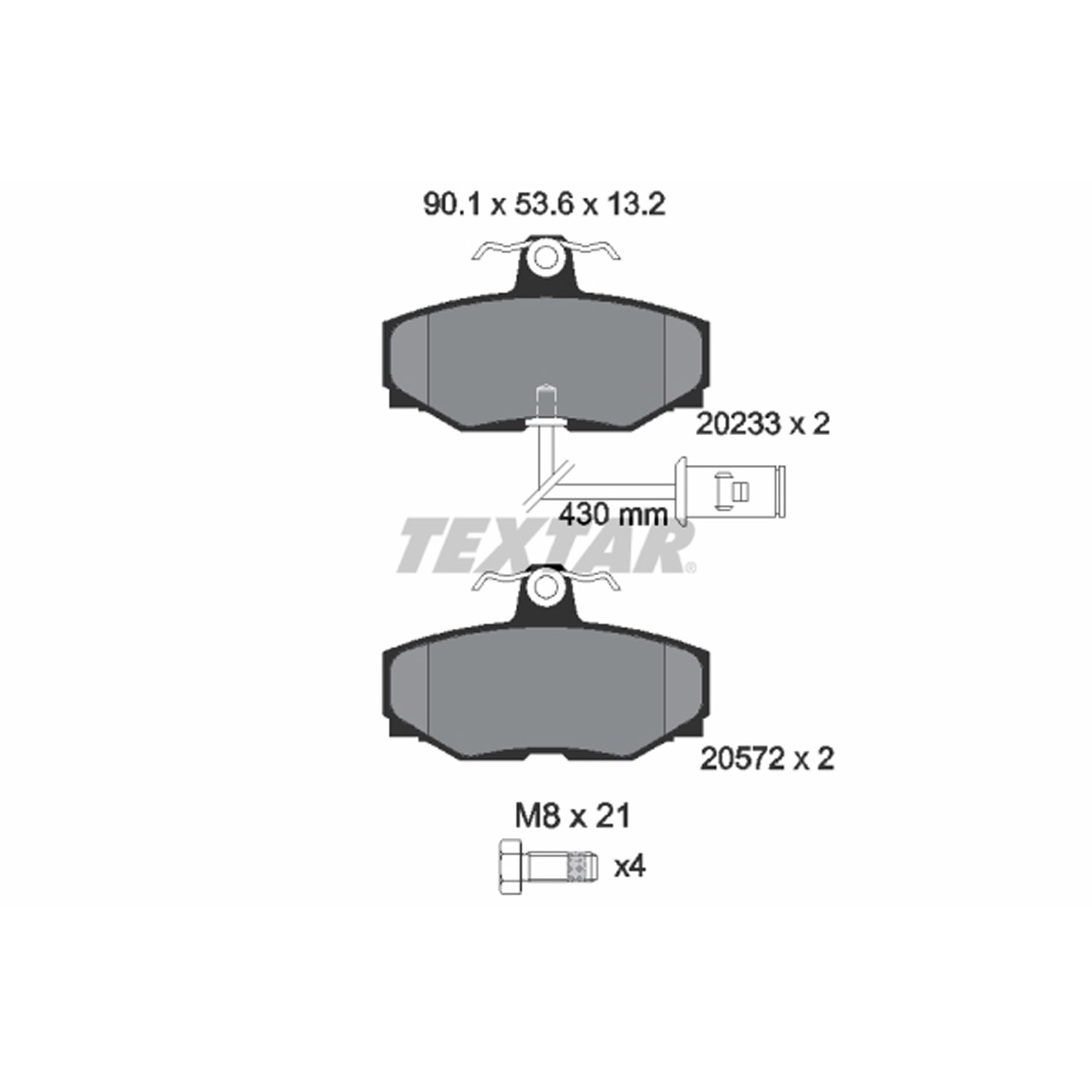 TEXTAR 2023301 Bremsbeläge + Sensor JAGUAR XJ (XJ40 XJ81) XJSC (X27) 09.1987-09.1989 vorne