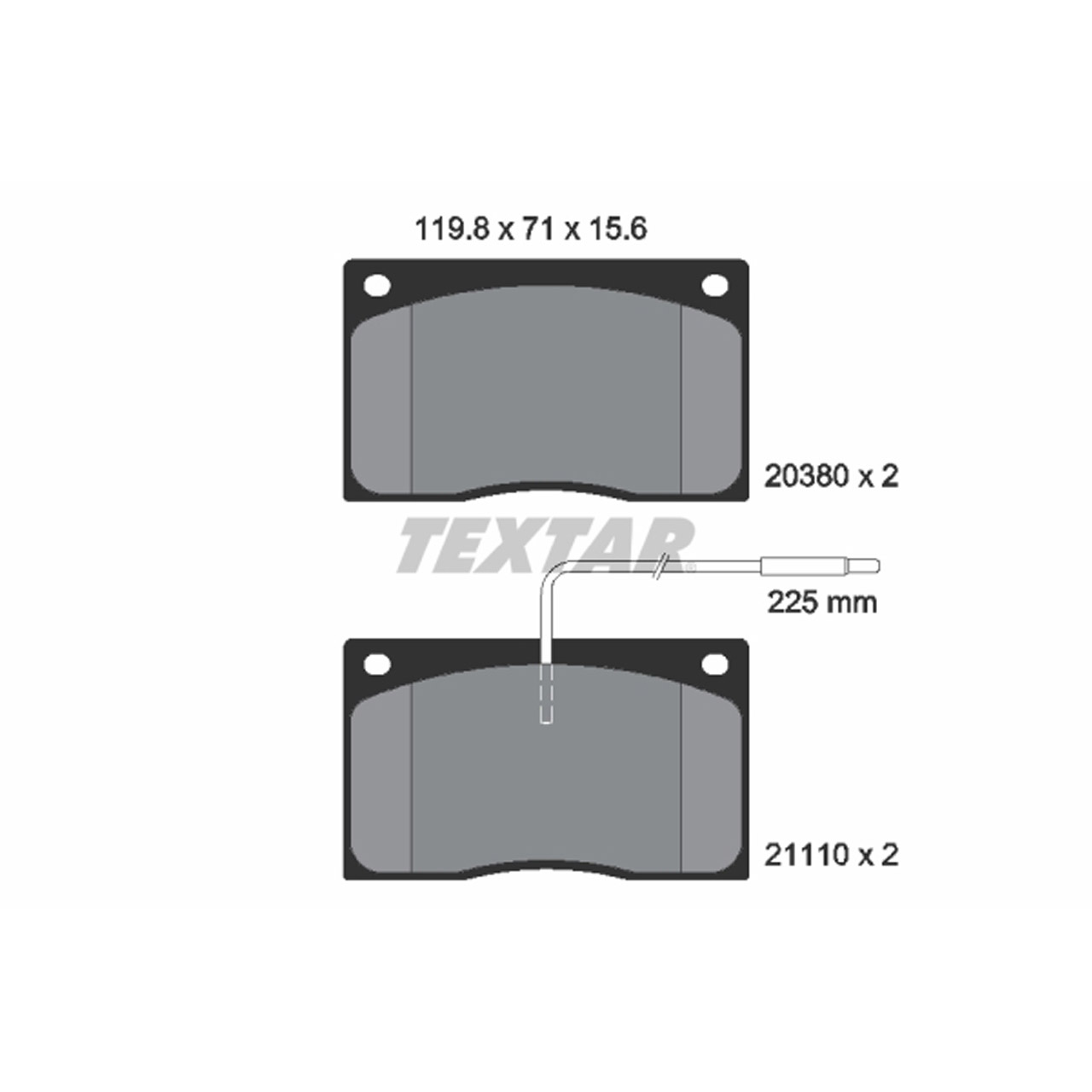 TEXTAR 2038002 Bremsbeläge + Warnkontaktsensor JAGUAR XJ (XJ40 XJ81) XJSC (X27) vorne